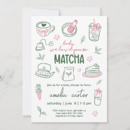 Vi älskar dig så mycket Matcha Baby Shower Grönt t Inbjudningar