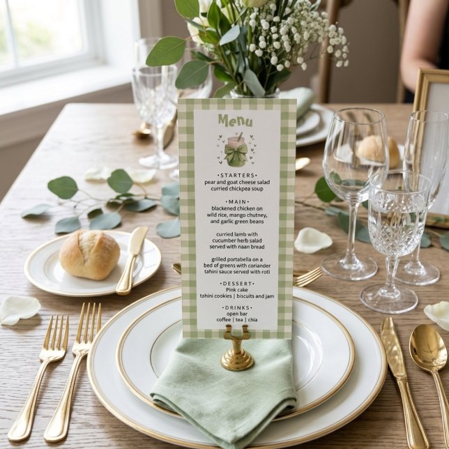 Vi älskar dig så mycket Matcha grönt gingham-hjärt Meny (Skapare uppladdad)