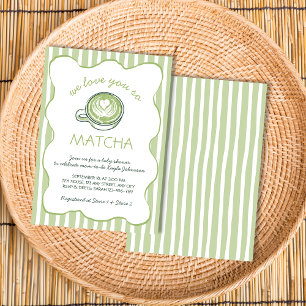 Vi älskar dig så mycket Matcha grönt te Baby Showe Inbjudningar