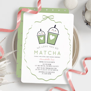 Vi älskar dig så mycket Matcha Kawaii Bow Frame Ba Inbjudningar
