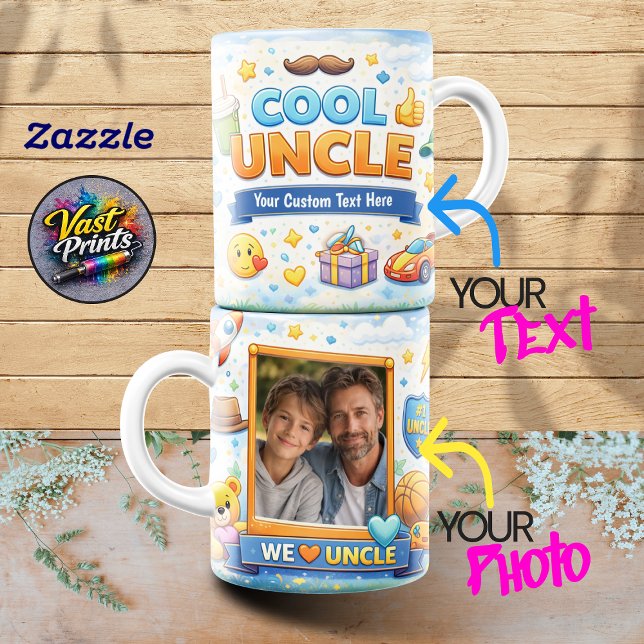 Vi älskar farbror Glad födelsedagsfirande fotokoll Kaffemugg (We Love Uncle Happy Celebration Photo Collage Mugs)