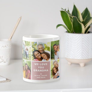 Vi älskar farmor modern dammig rosa foto kaffemugg