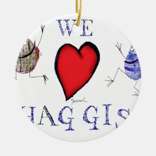 vi älskar haggis julgransprydnad keramik