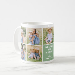 Vi älskar Mamma Modern Grön Fotokollage Kaffemugg
