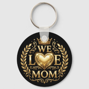 Vi älskar mamma svart och guld nyckelring