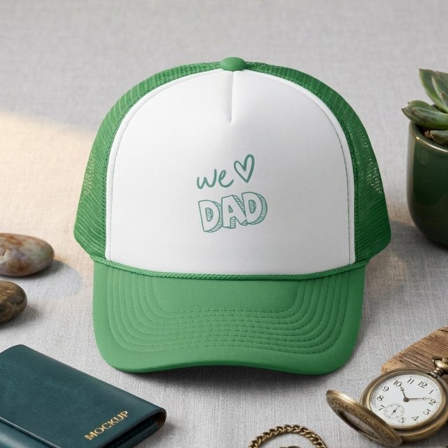 Vi älskar pappa grön och vit design keps (Skapare uppladdad)