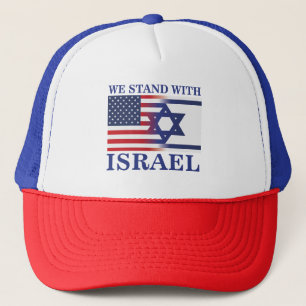 Vi amerikaner står med Israel flagga Keps