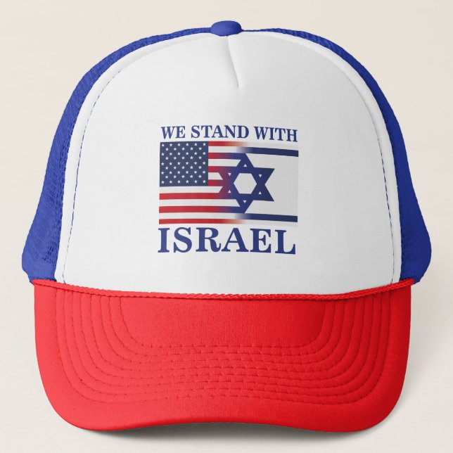 Vi amerikaner står med Israel flagga Keps (Framsida)
