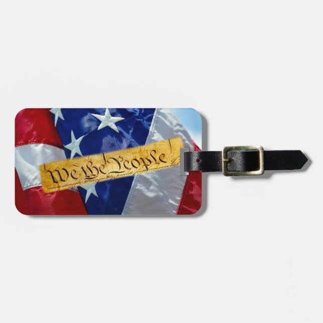 Vi Amerikanska Flagga Bagagebricka (Horisontell Framsida)