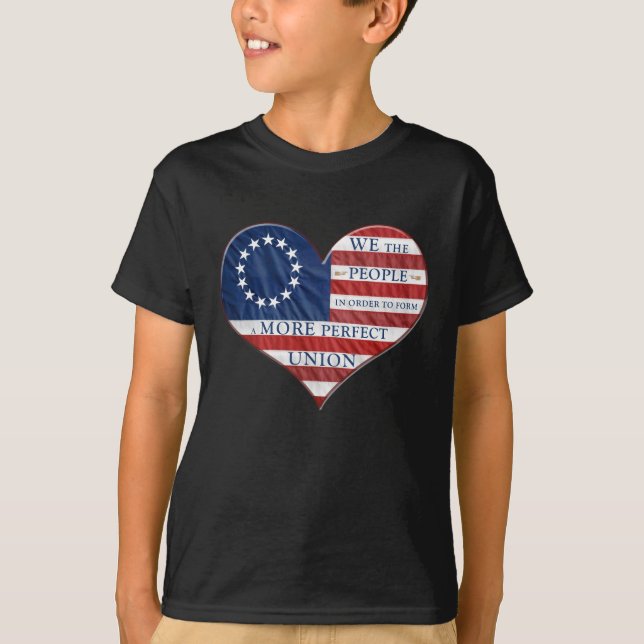 Vi Amerikanska Flagga Heart T-Shirt (Framsida)