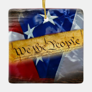 Vi Amerikanska Flagga Julgransprydnad Keramik