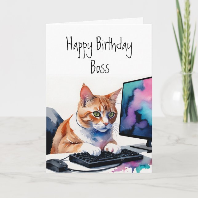 Vi är alla, Cat Chef Computer Cake Kort (Framsida)