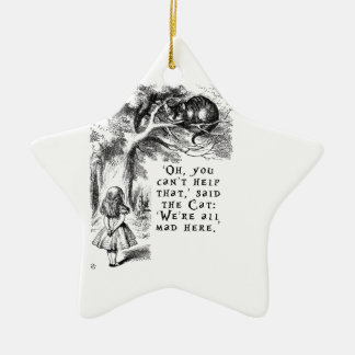 Vi är alla den tokiga här - Cheshire katten Julgransprydnad Keramik