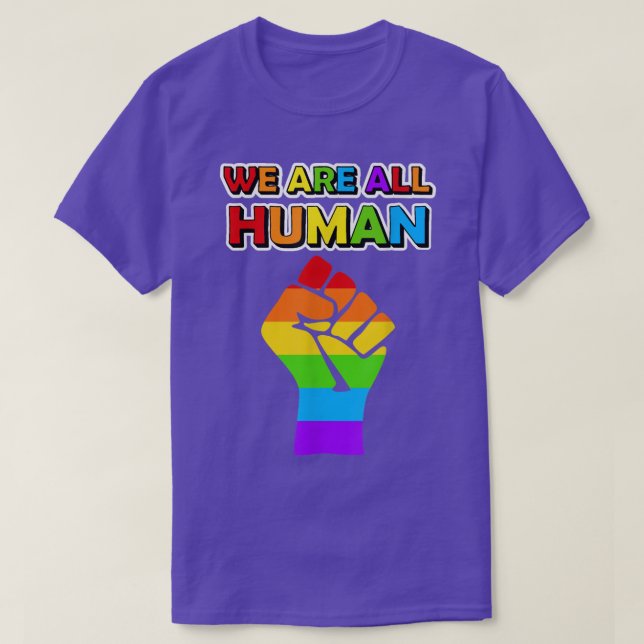 Vi är alla det mänskliga Pridet Ally Rainbow HGBT  T Shirt (Design framsida)