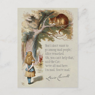 Vi är alla galna här C0188 Alice Cheshire cat Vykort