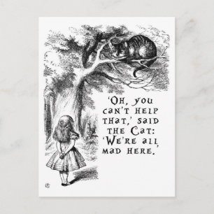 Vi är alla galna här - Cheshire cat Vykort