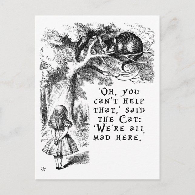 Vi är alla galna här - Cheshire cat Vykort (Framsida)