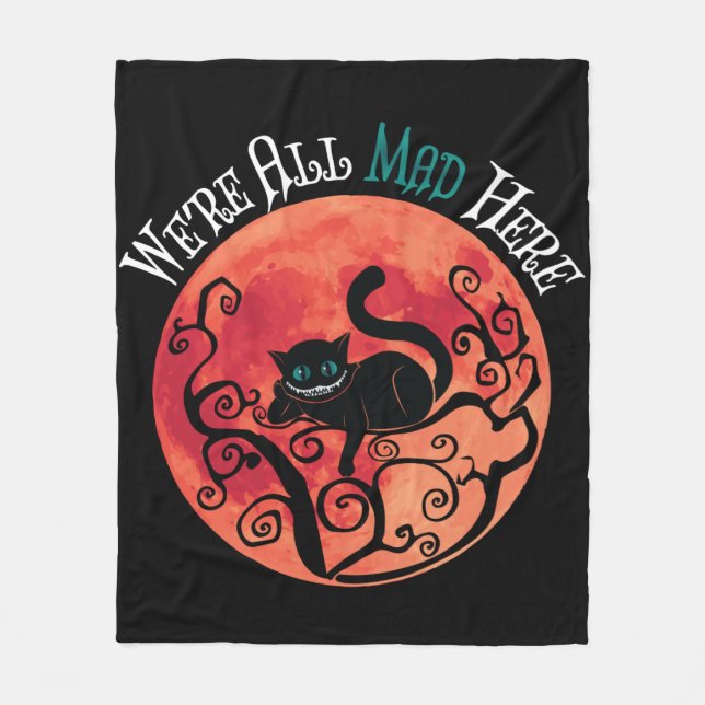 Vi är alla här - Cheshire Cat Full Moon Fleecefilt (Framsidan)