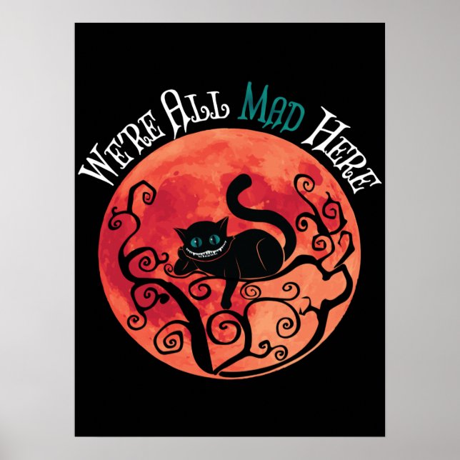 Vi är alla här - Cheshire Cat Full Moon Poster (Framsidan)