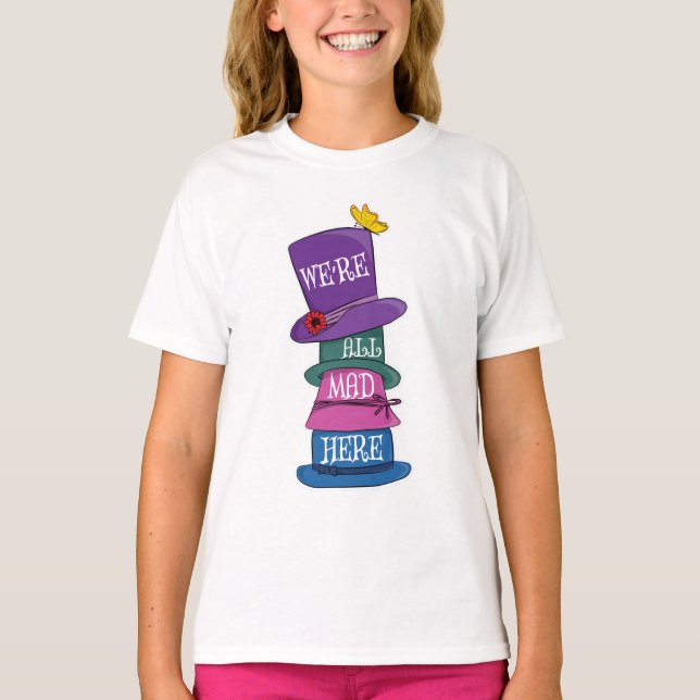 Vi är alla här Mad Hatter Alice i Wonderland T Shirt (Framsida)
