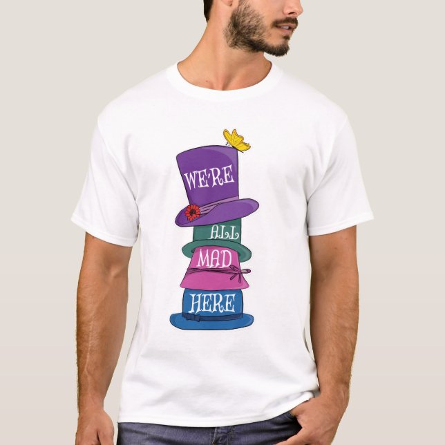Vi är alla här Mad Hatter Alice i Wonderland T Shirt (Framsida)