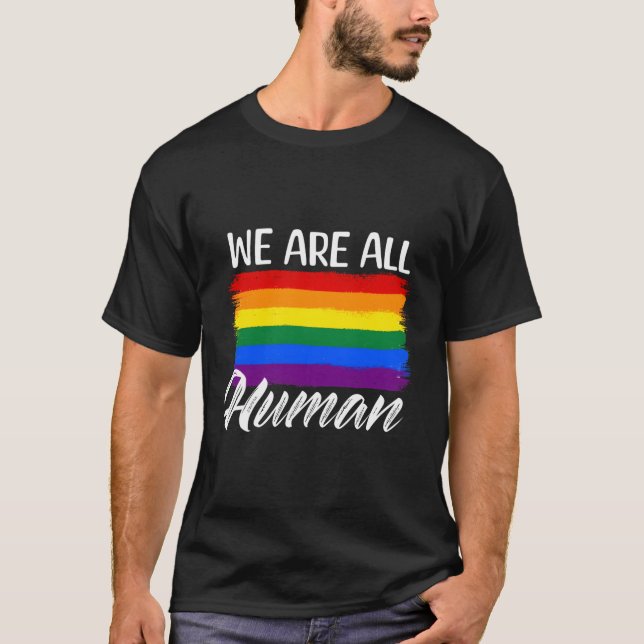 Vi är alla Hu-Pridet Rainbow Proud Gay Lgbtq T Shirt (Framsida)