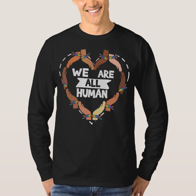 Vi är alla Human LGB Rainbow Flagga Heart Gay prid T Shirt (Framsida)