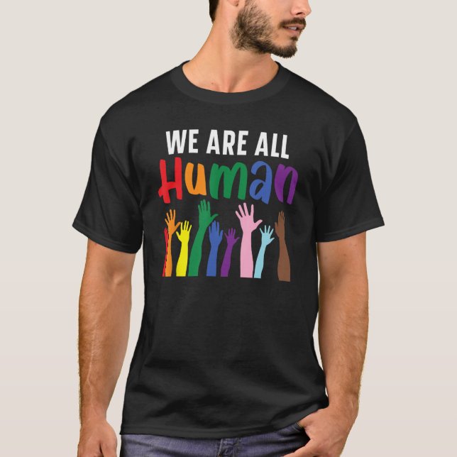 Vi är alla Human Rainbow Pride Month HBT Gay Pri T Shirt (Framsida)