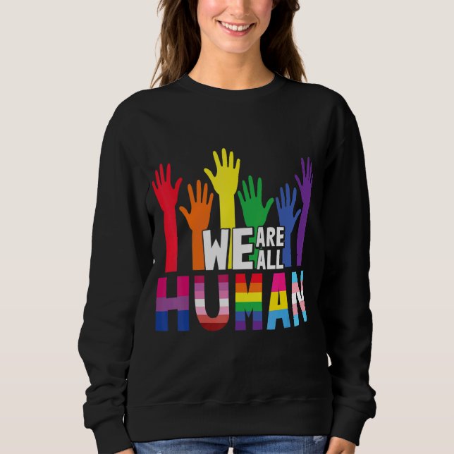 Vi är alla humant hjärt- Flagga LGB för Pride T Shirt (Framsida)