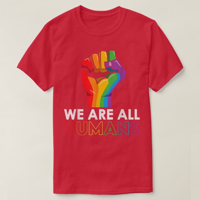 Vi är alla humant Pride LGB stöder Rainbow Flagga  T Shirt (Design framsida)