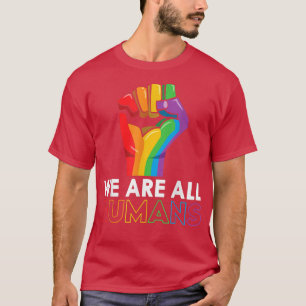 Vi är alla humant Pride LGB stöder Rainbow Flagga T Shirt