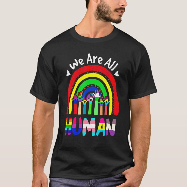 Vi är alla mänskligt Pride Ally LGB Flagga Gay pri T Shirt (Framsida)