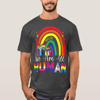 Vi är alla mänskligt Pride Ally Rainbow Ribbon HBT T Shirt