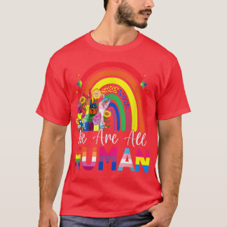 Vi är alla mänskligt Pride Ally Rainbow Ribbon HBT T Shirt
