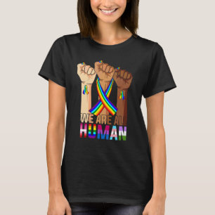 Vi är alla mänskligt Pride Ally Rainbow Ribbon Lgb T Shirt