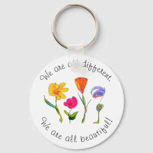 Vi är alla olika och vackra Blommigtar för mång Nyckelring