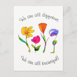 Vi är alla olika och vackra mångfald vykort