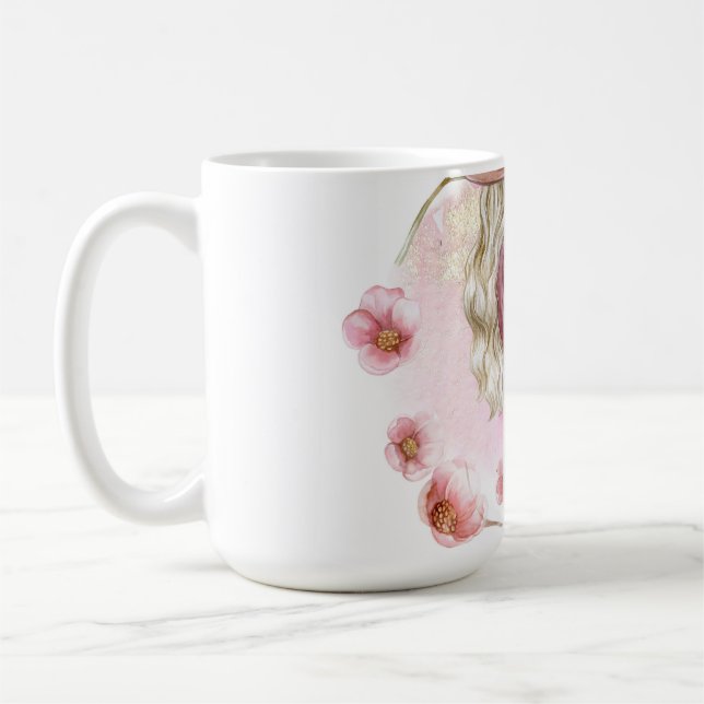 Vi Är Alla Ostoppbara - Blommig Empowerment T-shir Kaffemugg (Vänster)
