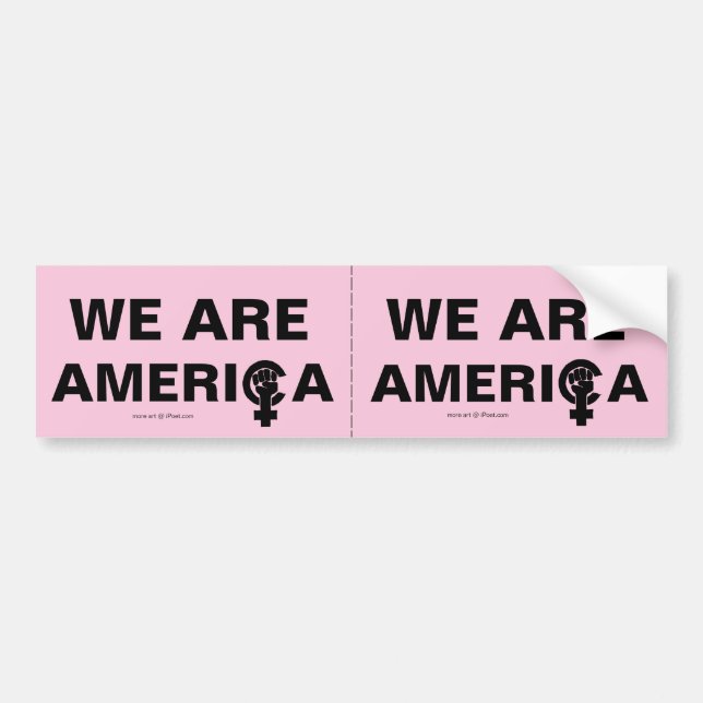 VI ÄR AMERIKA! SLOGAN AV KVINNARESNINGRÖRELSE BILDEKAL (Framsidan)