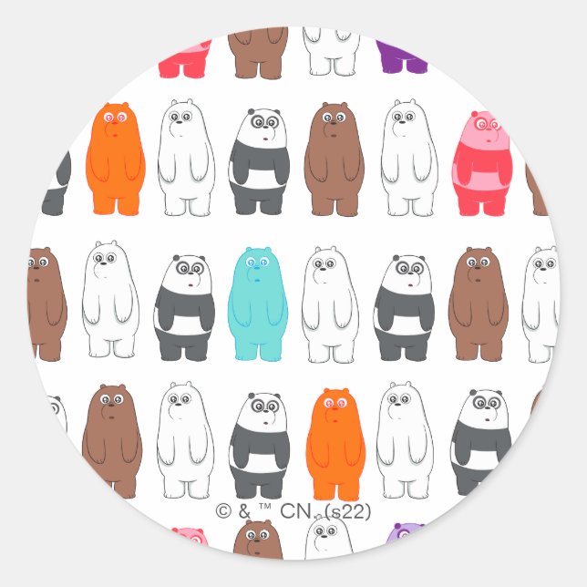 Vi är Bare Bears Colorful Bear Mönster Runt Klistermärke (Framsida)