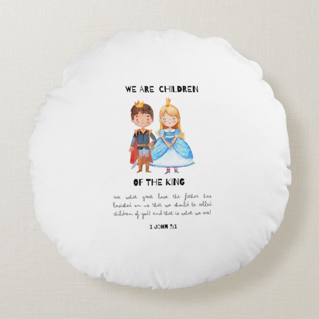 Vi är barn i Kung Cute Nursery Rund Kudde (Framsidan)