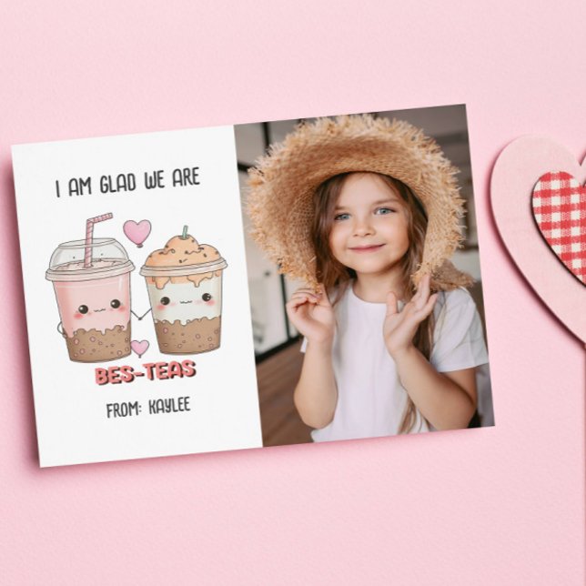 Vi är Bes-teas KID Valentines day Classroom PHOTO Anteckningskort (BUBBLE TEA BES TEAS PHOTO VALENTINE CARD FOR KIDS SCHOOL CARD EXCHANGE)