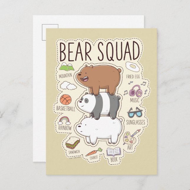 Vi är björnar - Bear Squad Journal-grafik Vykort (Fram/baksida)