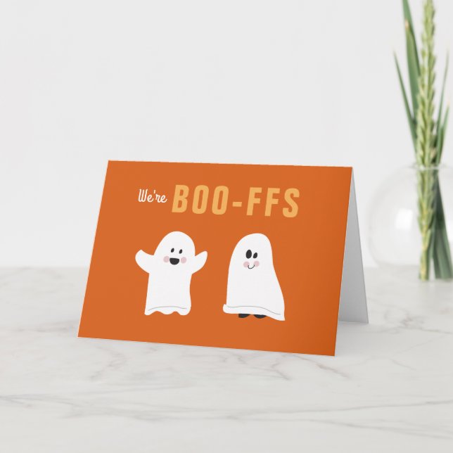 Vi är BOO-kompisar | Söta spök-BFF Halloween Kort (Framsida)