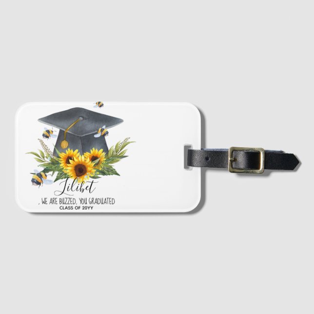 Vi är BUZISERADE! STUDENTEN Gift Personlig BEES Bagagebricka (Framsida horisontal)