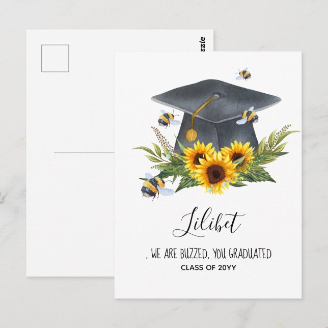 Vi är BUZISERADE! STUDENTEN Gift Personlig BEES Vykort (Fram/baksida)