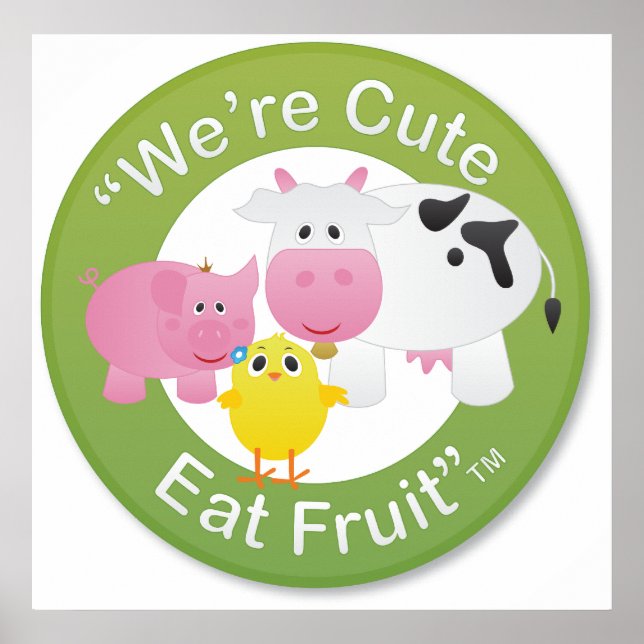 Vi är Cute, Eat Fruit Print Poster (Framsidan)