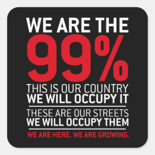 Vi är de 99-99 procent occupy wall street fyrkantigt klistermärke