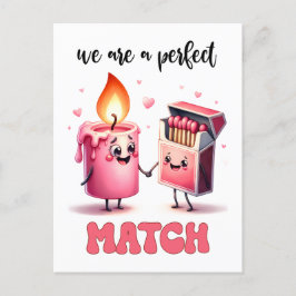Vi är en Perfekt Match Funny Punny Valentine Vykort