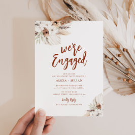VI ÄR ENGAGED boho pampas terracotta förlovning Inbjudningar